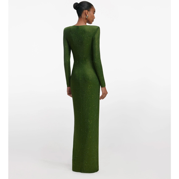 SELF PORTRAIT Olive Rhinestone Embellished Maxi Dress UK 8 US 4 - Picture 3 of 16